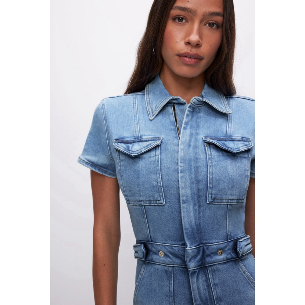 NWT Good American Fit For Success Denim Jumpsuit – Medium Blue Wash, Size Small - Picture 2 of 7